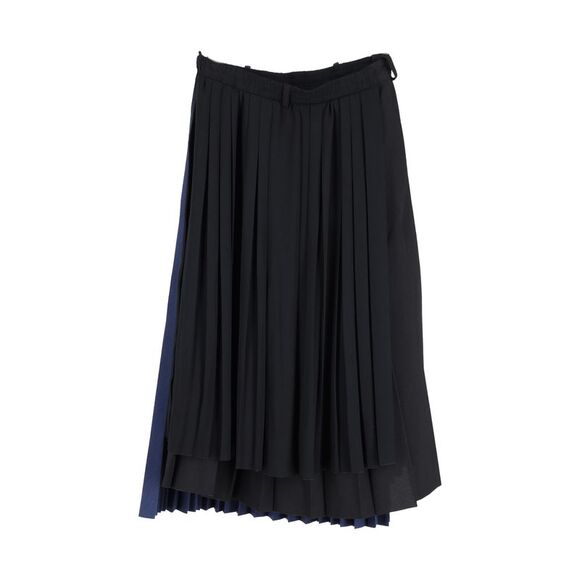 Balenciaga Pleated Midi Skirt in Navy Blue Polyester - Picture 2 of 3
